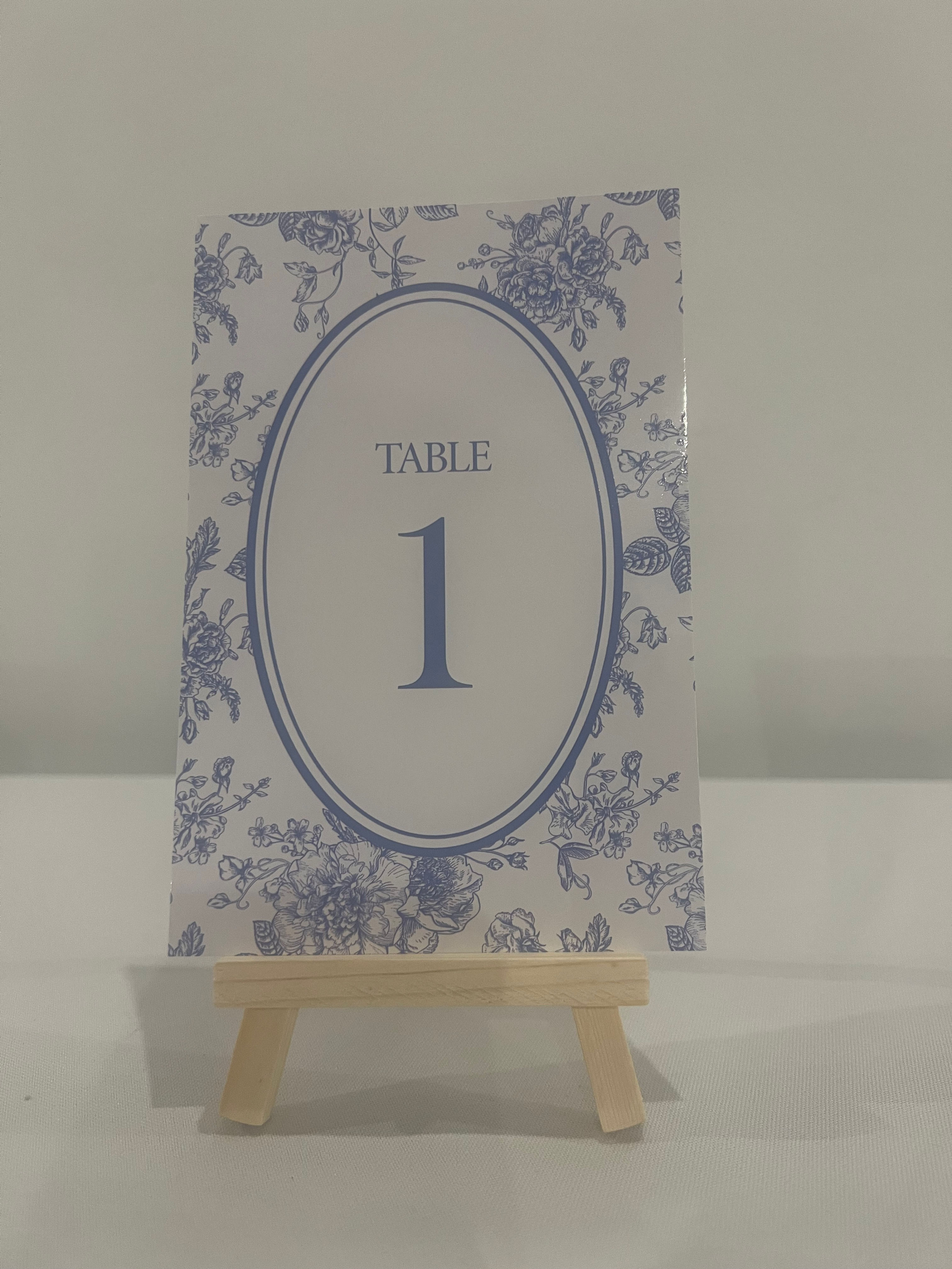 Table Number Cards - Blue Floral