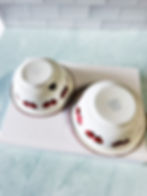 Thumbnail: Pair of strawberry enamel bowls