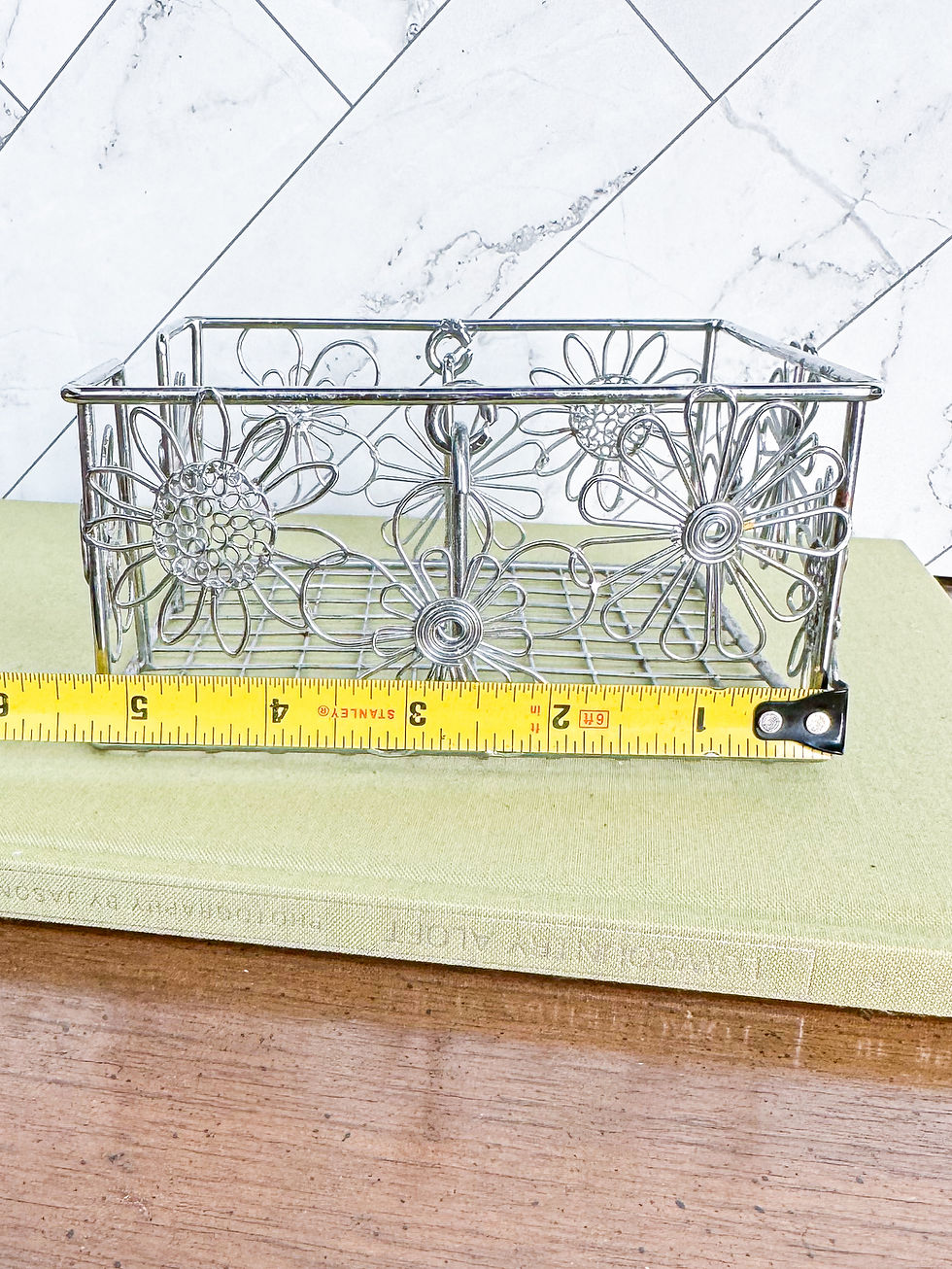 Thumbnail: Y2K silver toned napkin holder with flowers