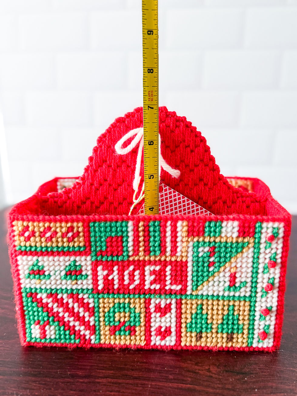 Thumbnail: Completed plastic canvas Christmas basket 