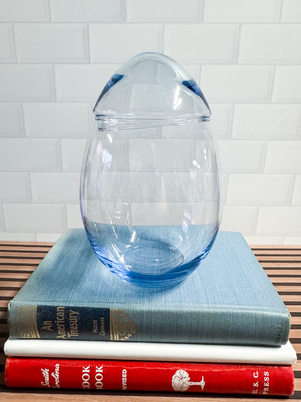 Thumbnail: Blue tinted egg shaped apothecary jar