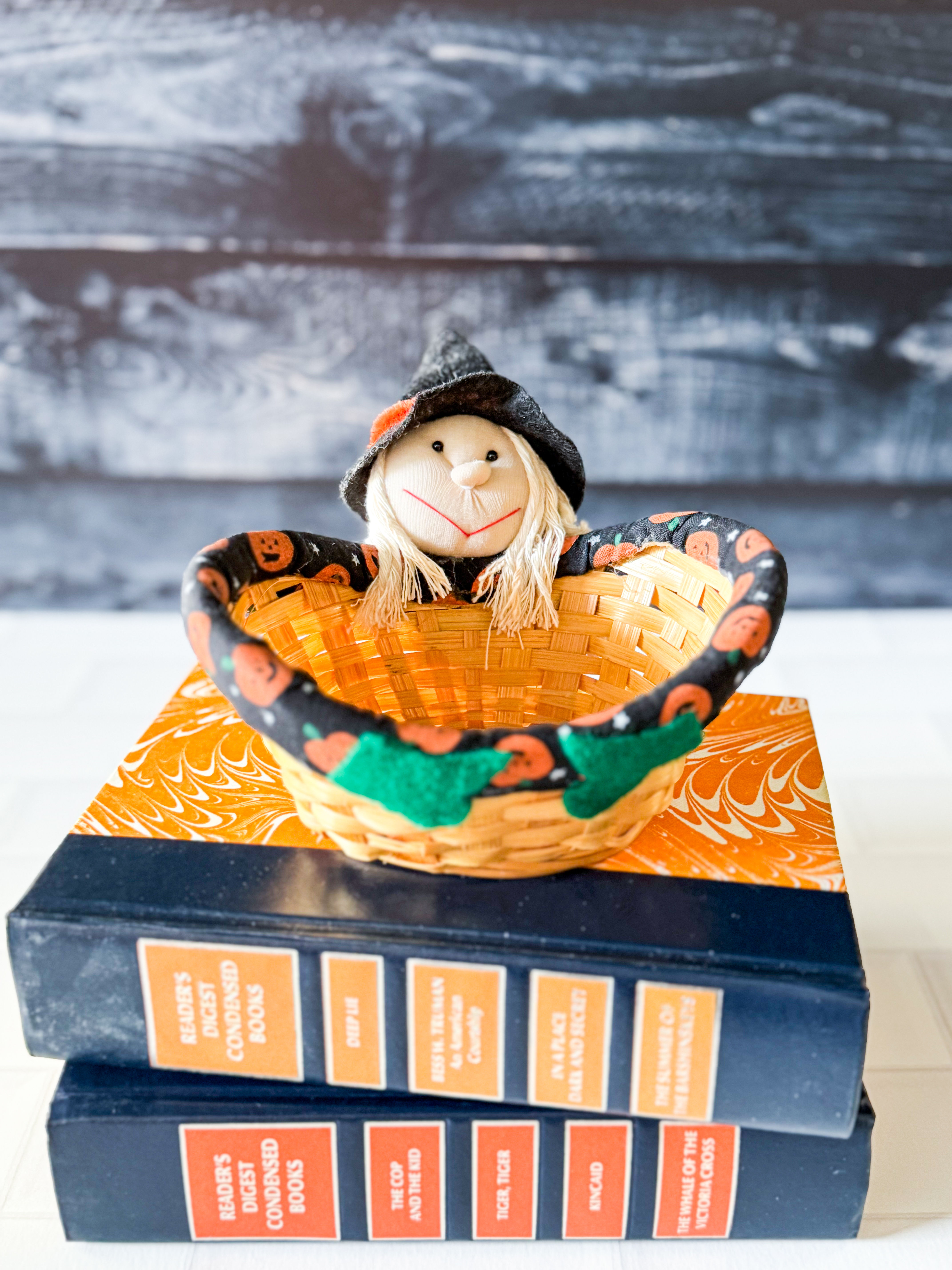 Halloween hugging witch basket