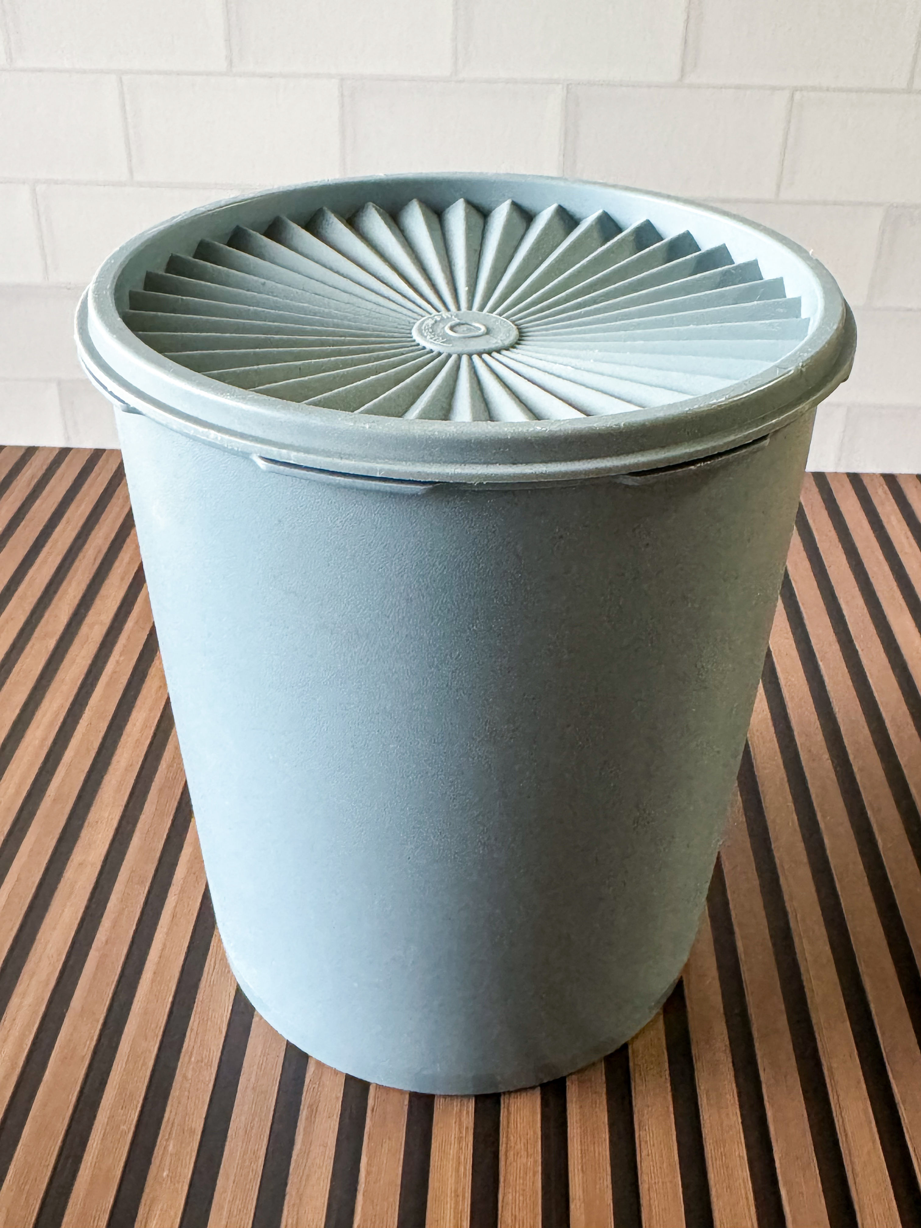 Large country blue Tupperware canister READ