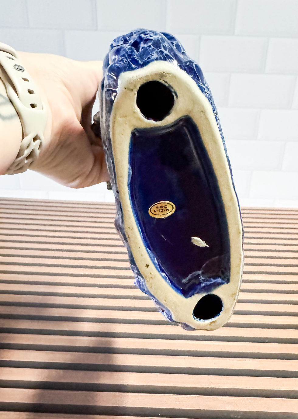 Thumbnail: Ceramic navy dolphin tea light wax warmer