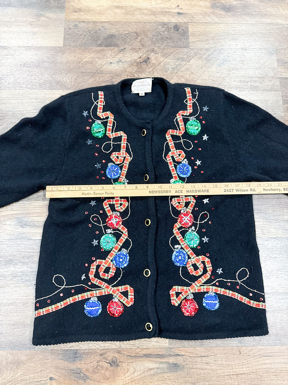 Thumbnail: Christmas sweater - beaded ornaments by Susan Bristol 