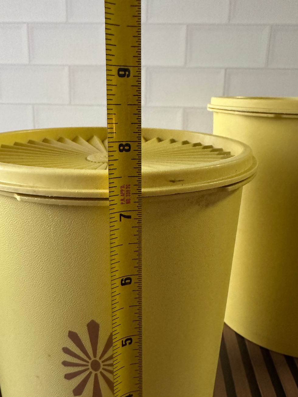Thumbnail: Set of four yellow vintage Tupperware canisters READ