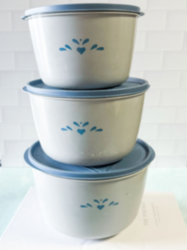 Set of three plastic canisters