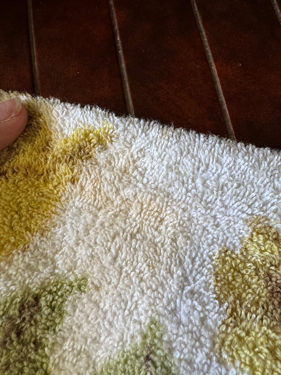Thumbnail: Pair of yellow and brown floral Cannon bath towels 