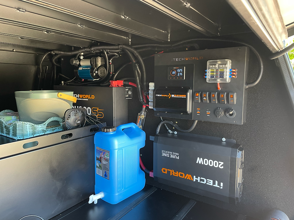 De 200Ah lithium batterij en 2000 Watt inverter