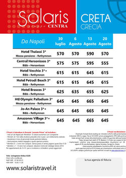 Creta pacchetti hotel da NAPOLI