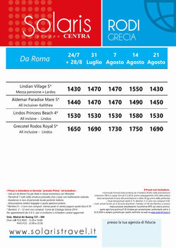 Rodi pacchetti hotel da Roma 2014