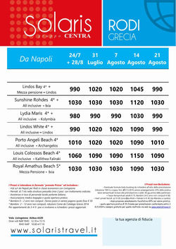 Rodi pacchetti hotel da Napoli 2014 