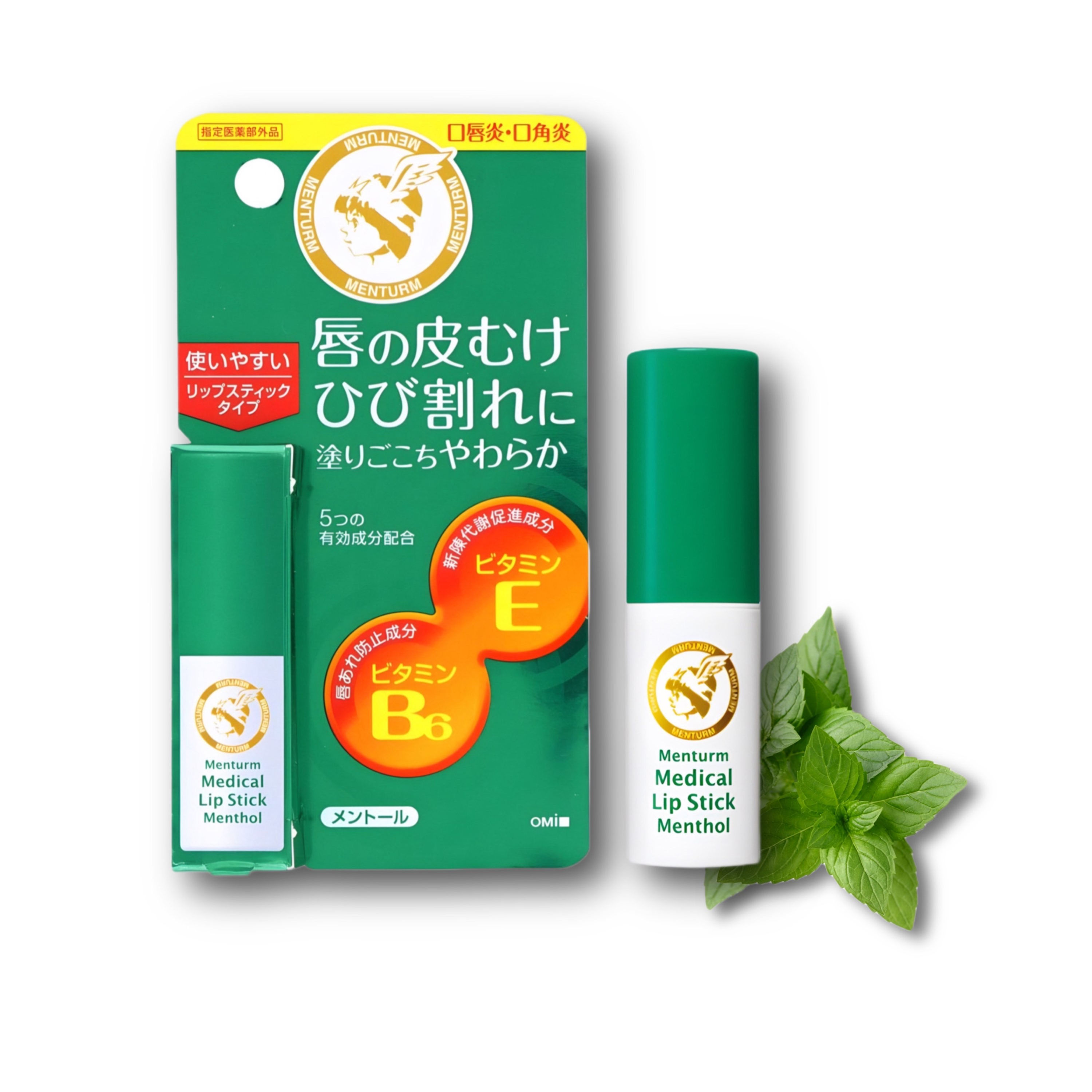 OMI Лікувальний Бальзам-стік з віт. Е, В6 та ментолом MENTURM Medical Lip Stick