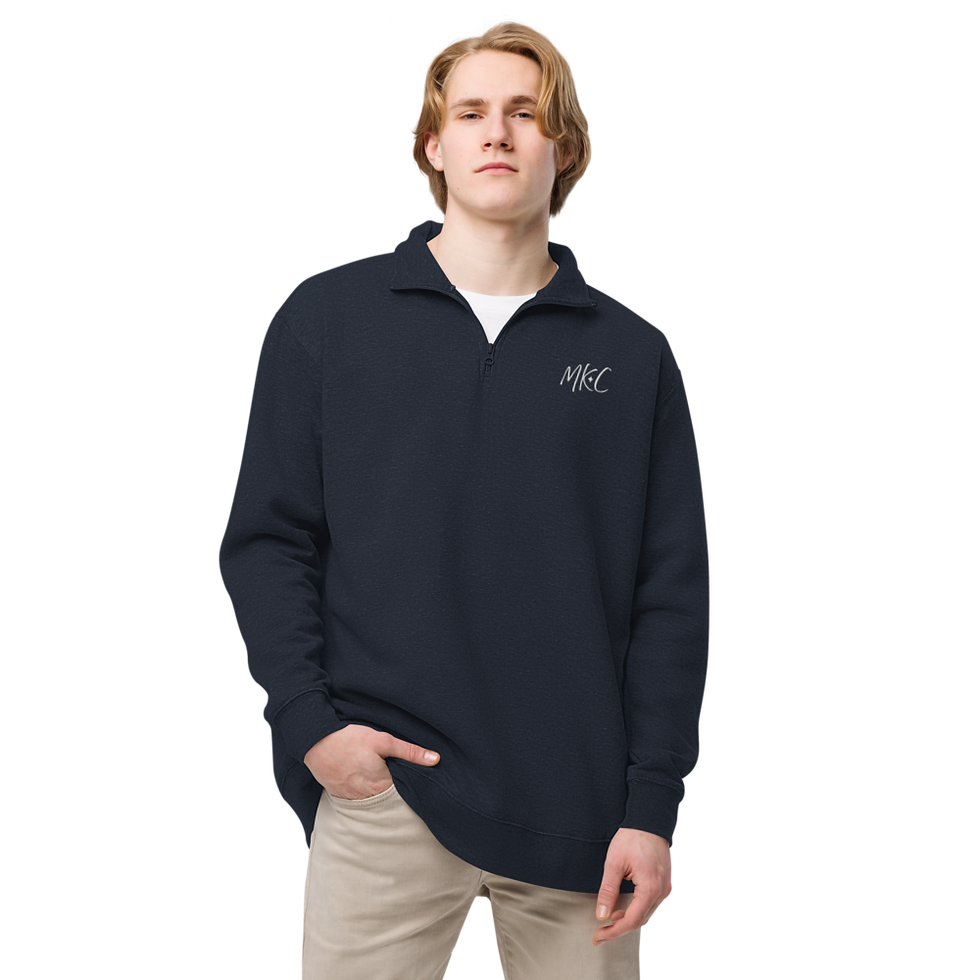 Thumbnail: Embroidered Fleece Pullover - Unisex - Navy