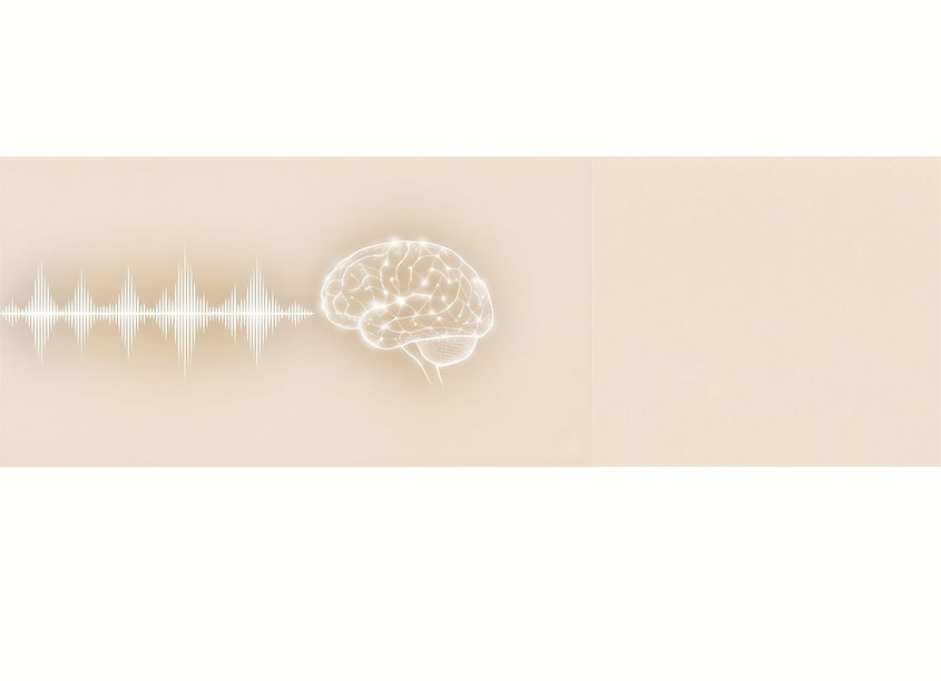 Cremefarbenes Hintergrundelement mit dezenten Audiowellen in einem helleren Cremeton.
