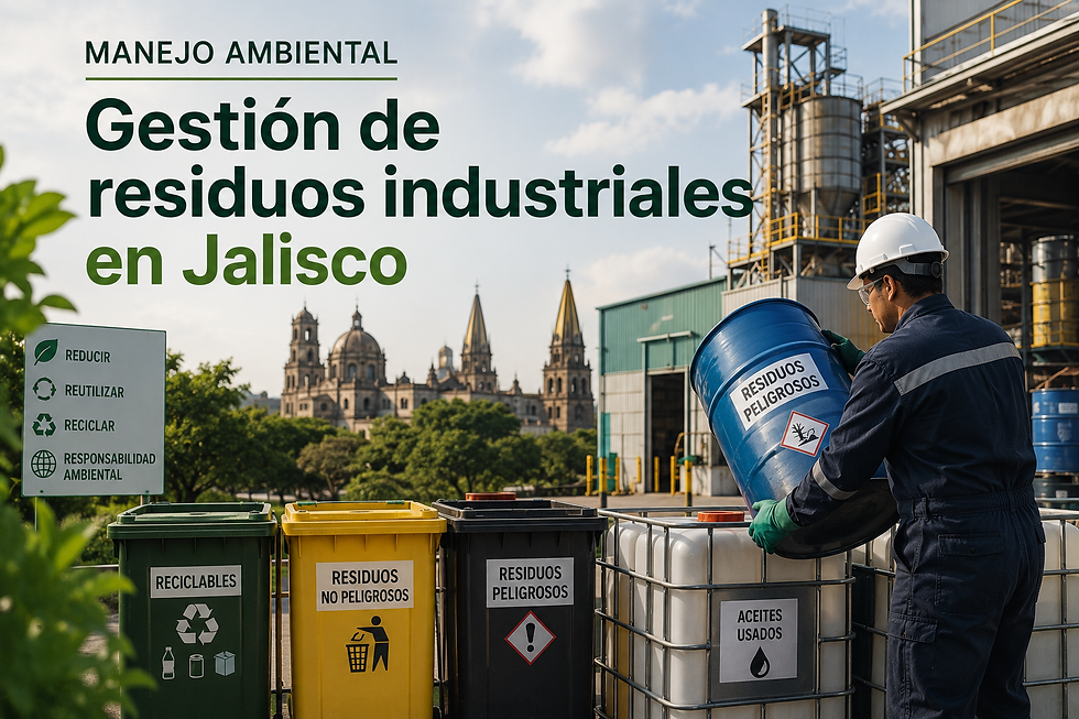 Un Ingeniero separando los residuos correctamente para regularización ambiental en Jalisco