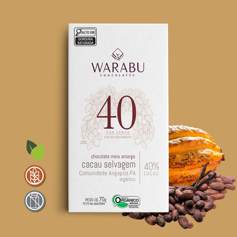 Chocolate 40% Cacau Selvagem Orgânico Comunidade Angapijo – PA