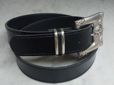 Bespoke Hand Crafted leather belt with buckle provided by client