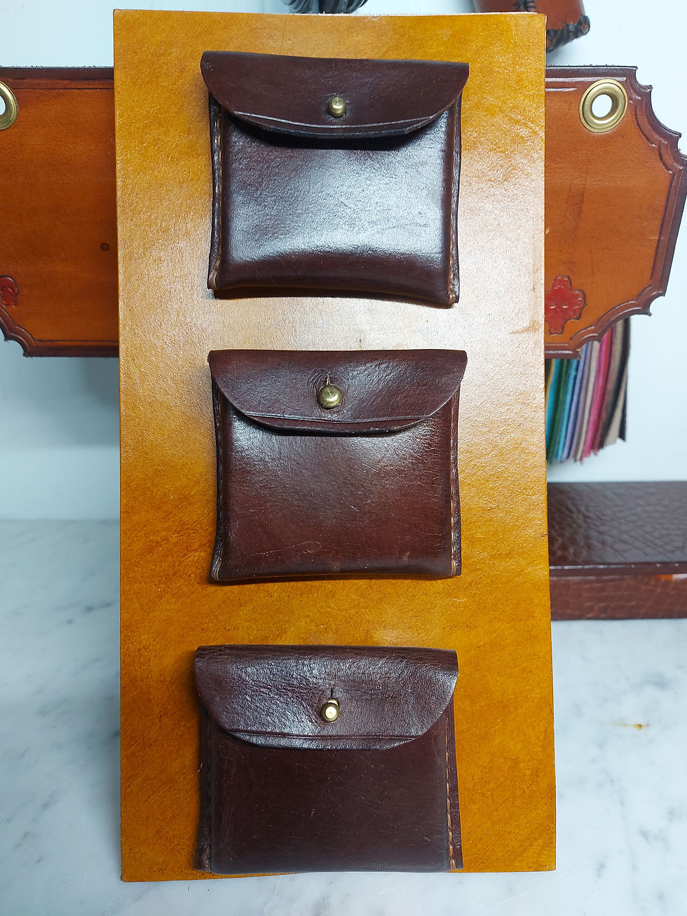 These pouches are mounted on belt clips.