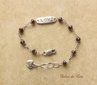 garnet, silver LOVE tag