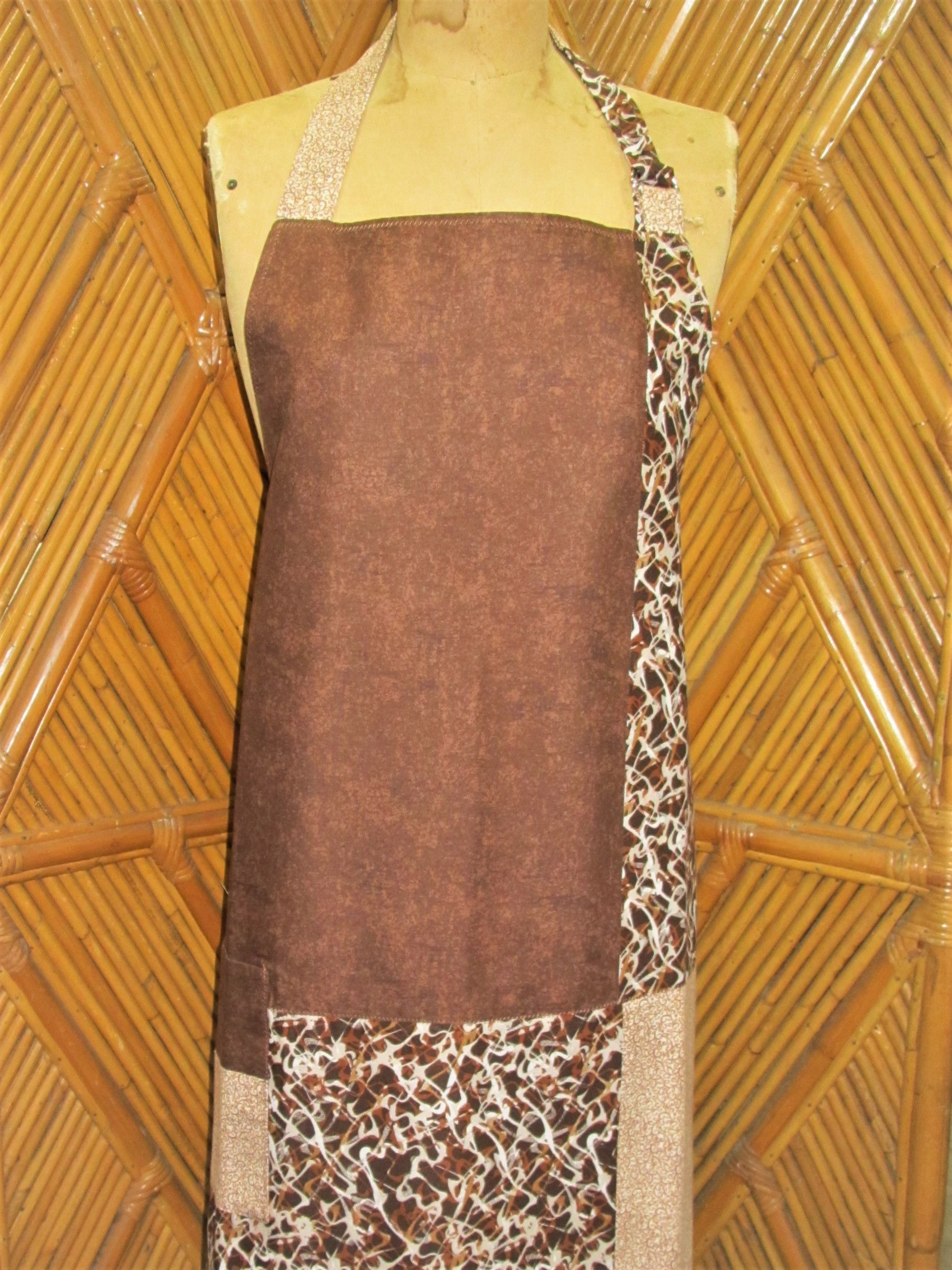 Brown and Tan with Abstract Swirls Adult Bib Apron