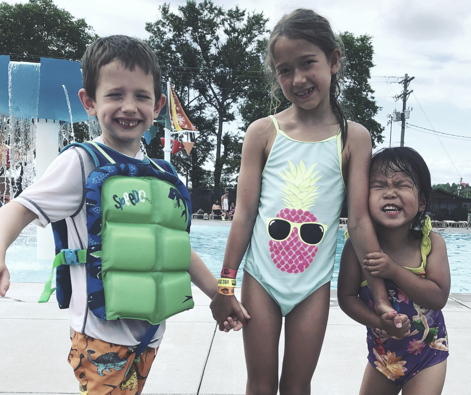 cute kids at swimming pool