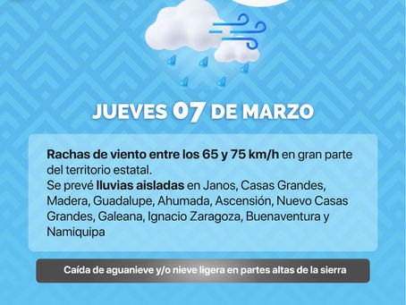 Mantiene CEPC alerta preventiva por fuertes vientos en las próximas horas