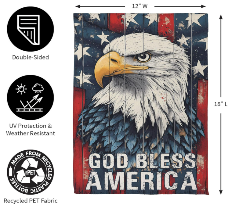 Thumbnail: God Bless America Eagle Suede Garden Flag