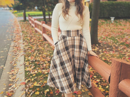 Tweed and Plaid Skirt for Fall