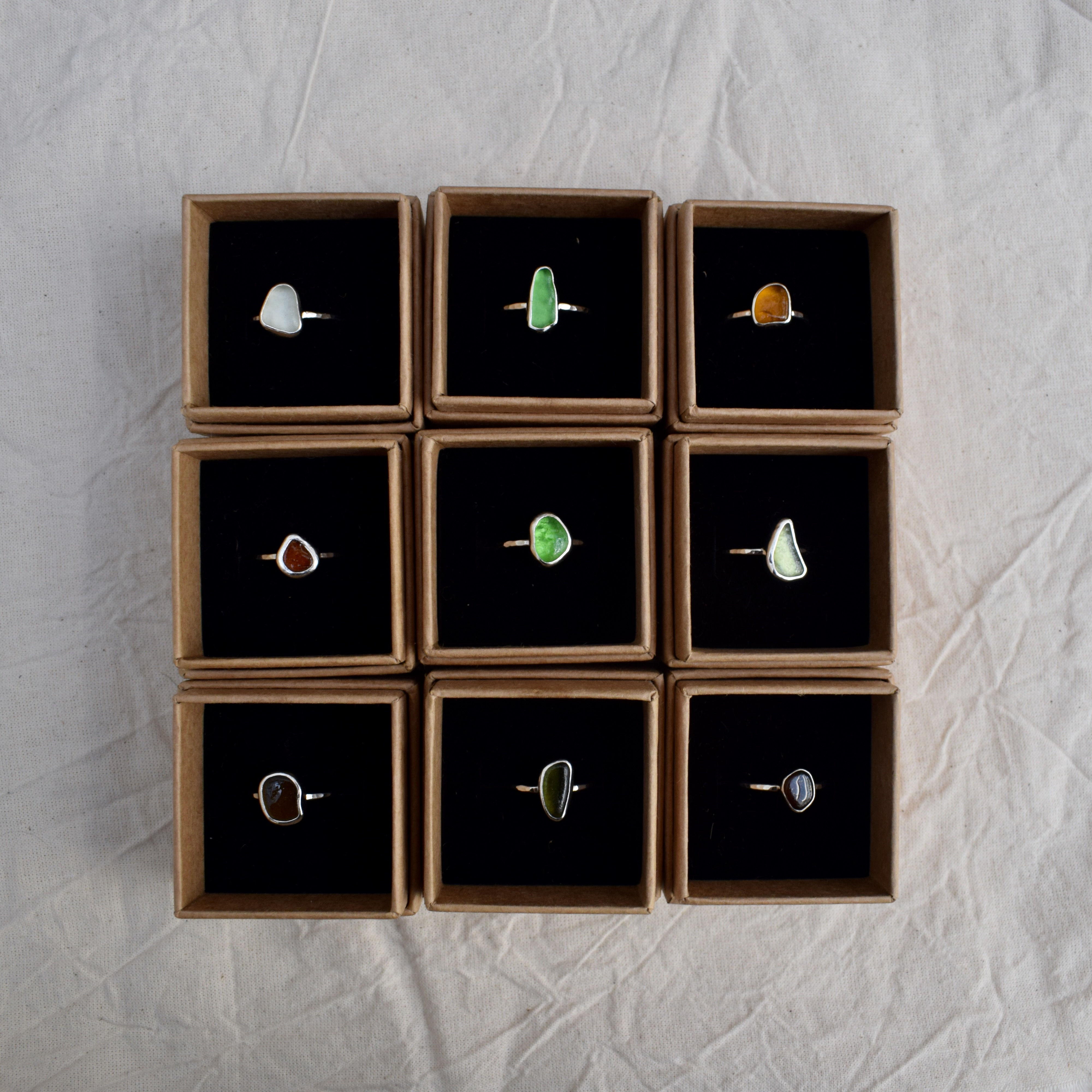 Seaglass rings