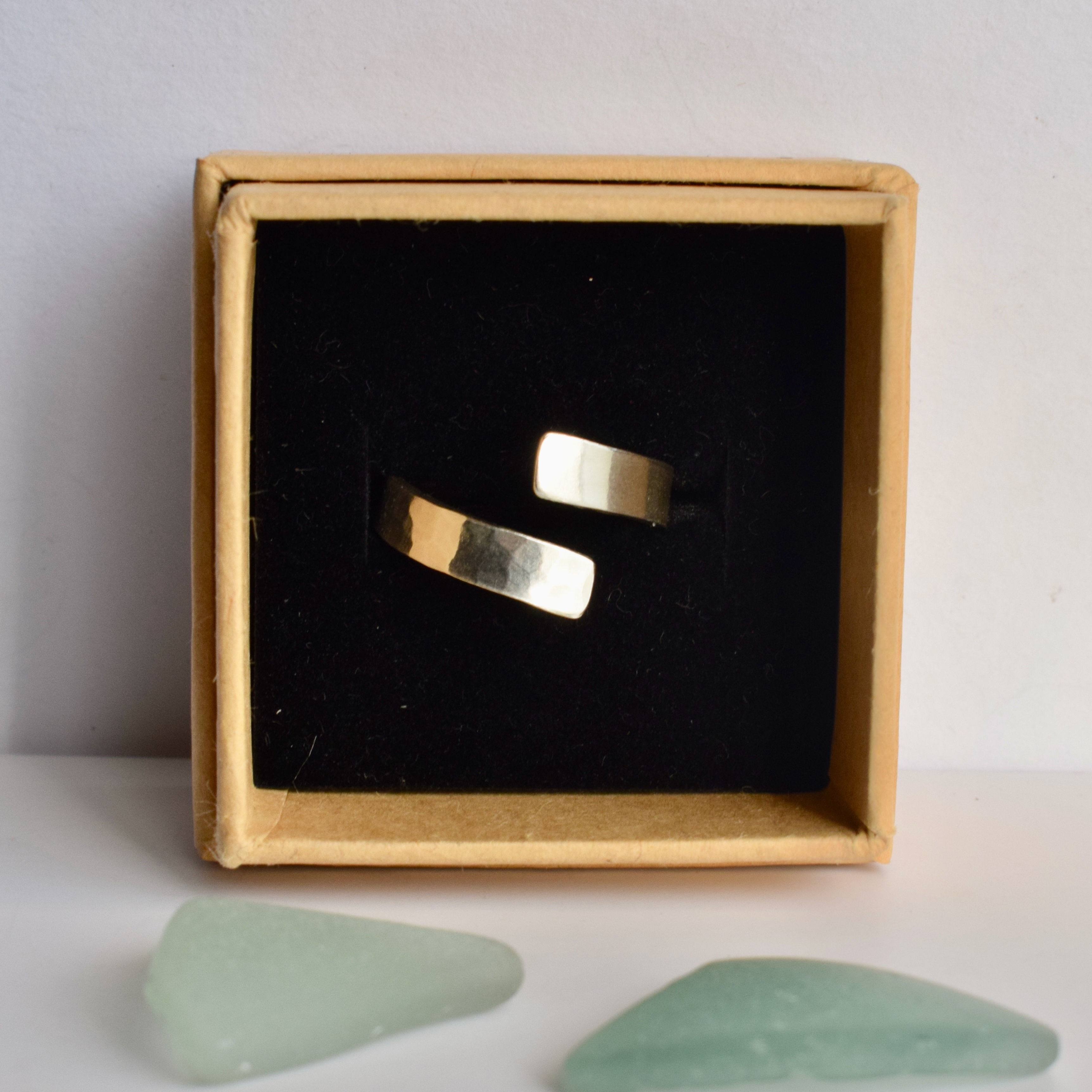 Wide silver wrap ring