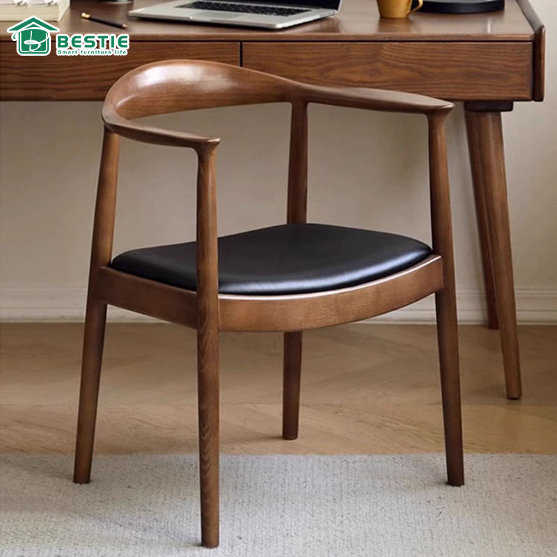 Thumbnail: Solid Wood 4-Chair Dining Table Set Round Wood Indoor Furniture for Home 