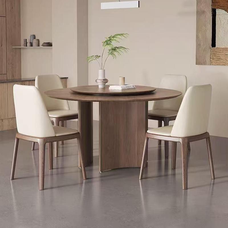 Thumbnail: Solid Wood Modern Black Walnut Round Table for Dining Room and Living Room