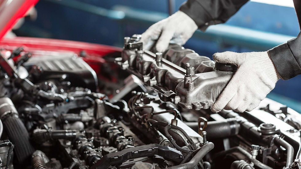 Close up of a diesel fuel injection system being worked on