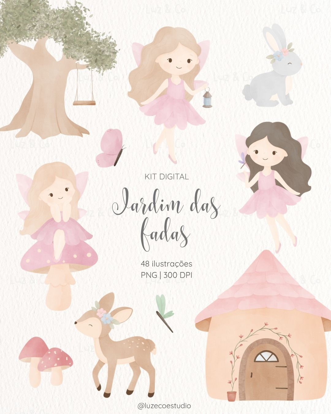 Kit Digital Jardim das Fadas Rosa
