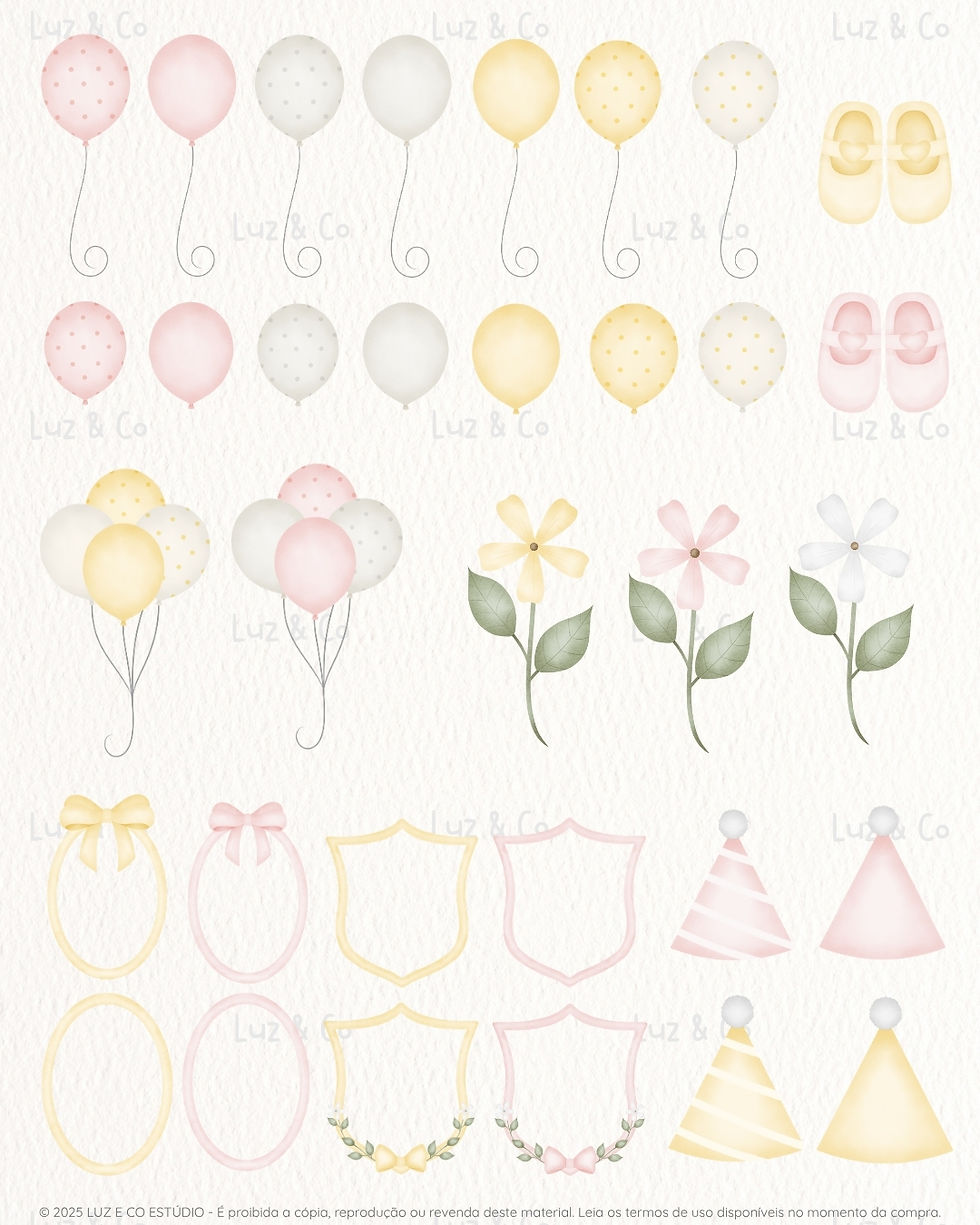 Miniatura: Kit Digital Gansinhos Rosa e Amarelo