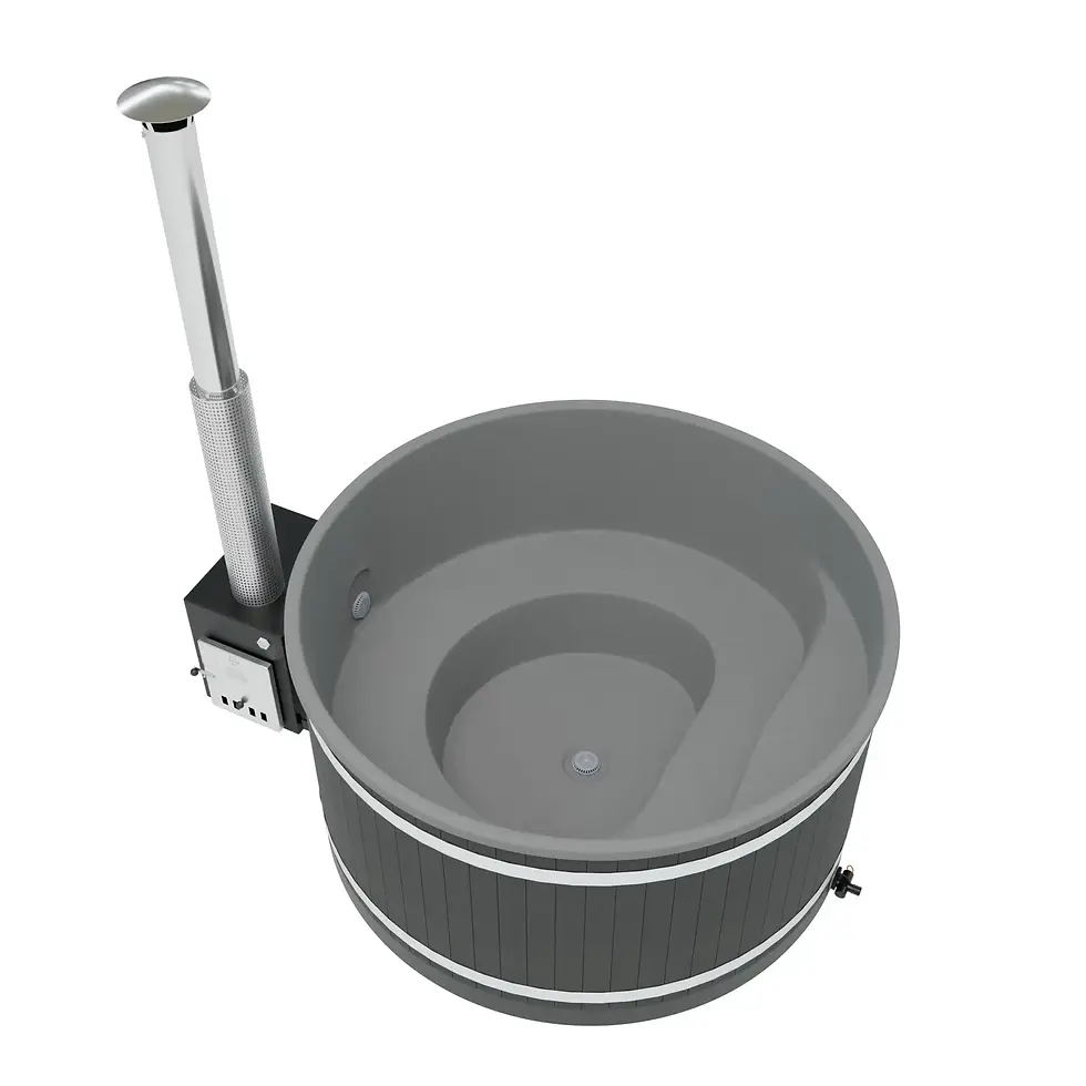 Miniature : Bain nordique pour 1 à 8 personnes grand format économique avec son chauffage au bois pour jardin extérieur terrasse