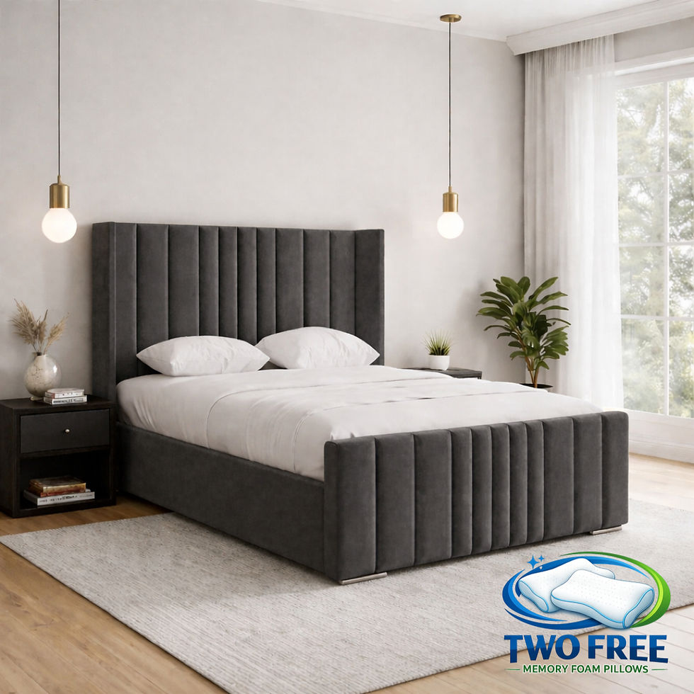 Thumbnail: Isabella Winged Upholstered Bed Frame with Memory Sprung  Mattress