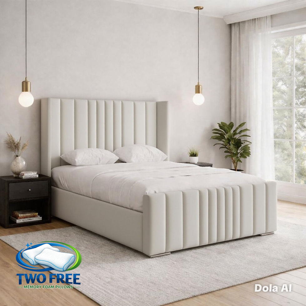 Thumbnail: Isabella Winged Upholstered Bed Frame with Memory Sprung  Mattress