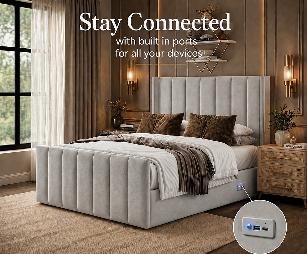 Thumbnail: Isabella Luxury Winged Plush USB charging bed frame & Memory Sprung Mattress
