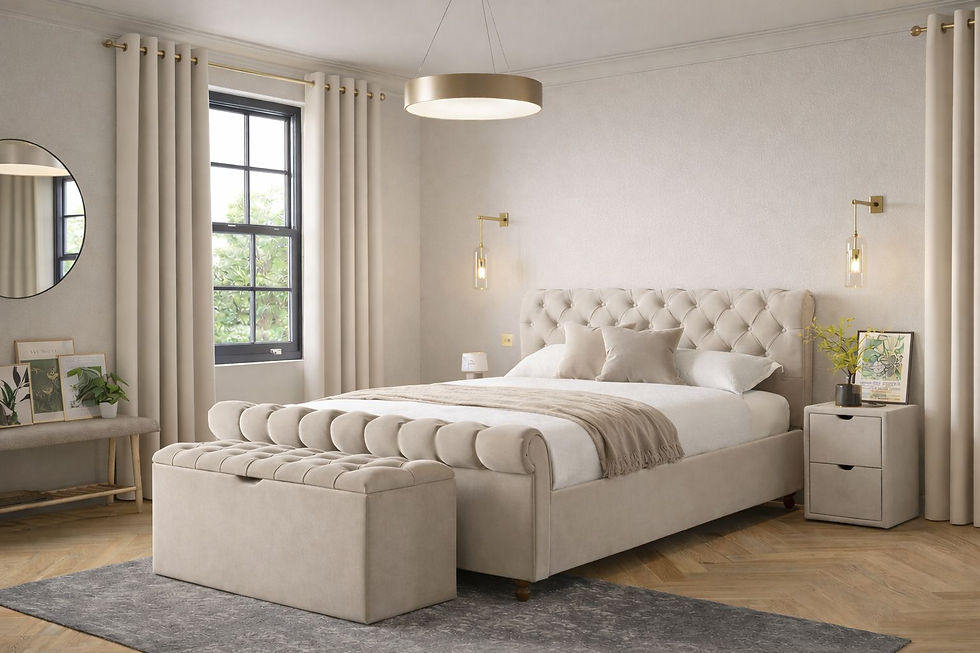 Thumbnail: Chesterfield Plush SleighBed Frame & Ottoman Storage  Box &  Memory Sprun