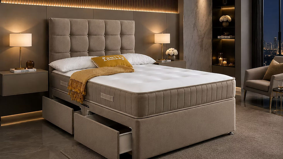 Thumbnail: Cube Plush Divan + Memory Sprung Mattress + Storage