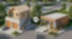 Two side-by-side home designs: "Above the Garage" has a wooden upper unit, "Converting the Garage" shows a modern flat roof. Both are in suburban settings.