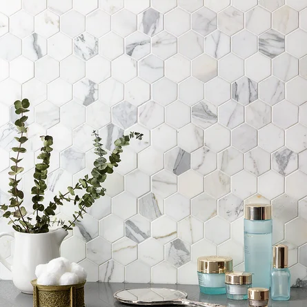 Gray and White Mosaic Tiles: Gray and White Bathroom Design