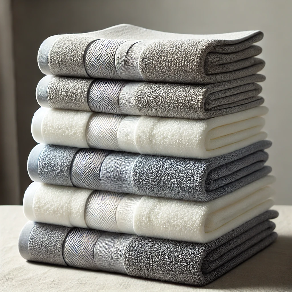 Gray and White Towel Set: Gray and White Bathroom Design