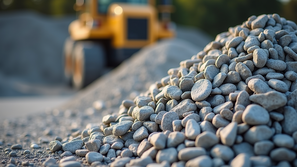 Close-up view of crushed stone pile ready for construction