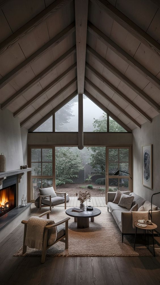 Farmhouse Vaulted Ceiling Living Room