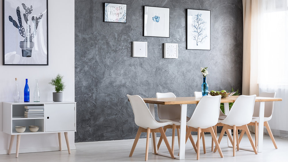 View of Accent Walls in the Dining Room Paint Wallpaper or Wood Paneling