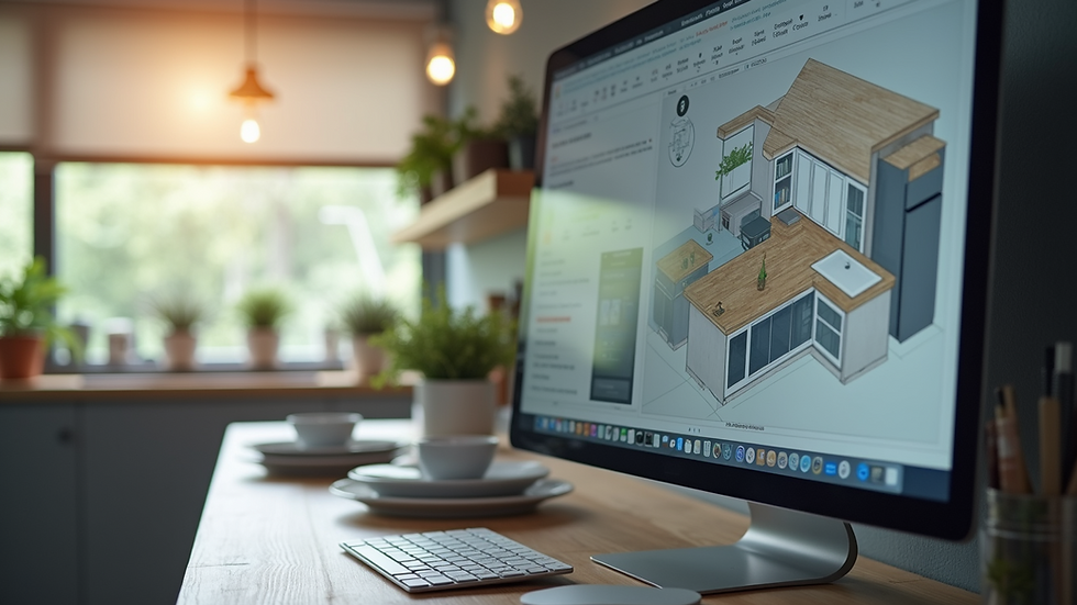 Close-up view of a modern kitchen design software interface
