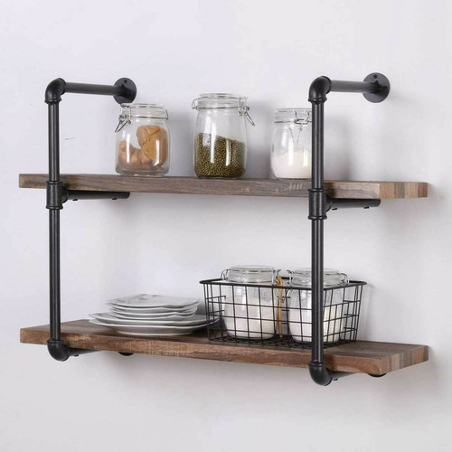 Exposed Pipe Shelving Rustic Bathroom